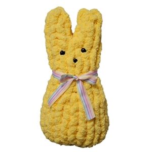 Easter Peep Bunny Hand Knit Yellow Rabbit 15"